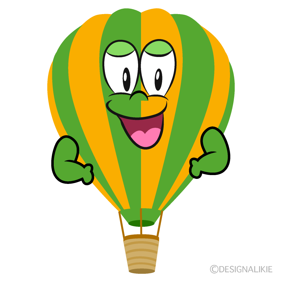 Confident Hot Air Balloon Cartoon Character Image