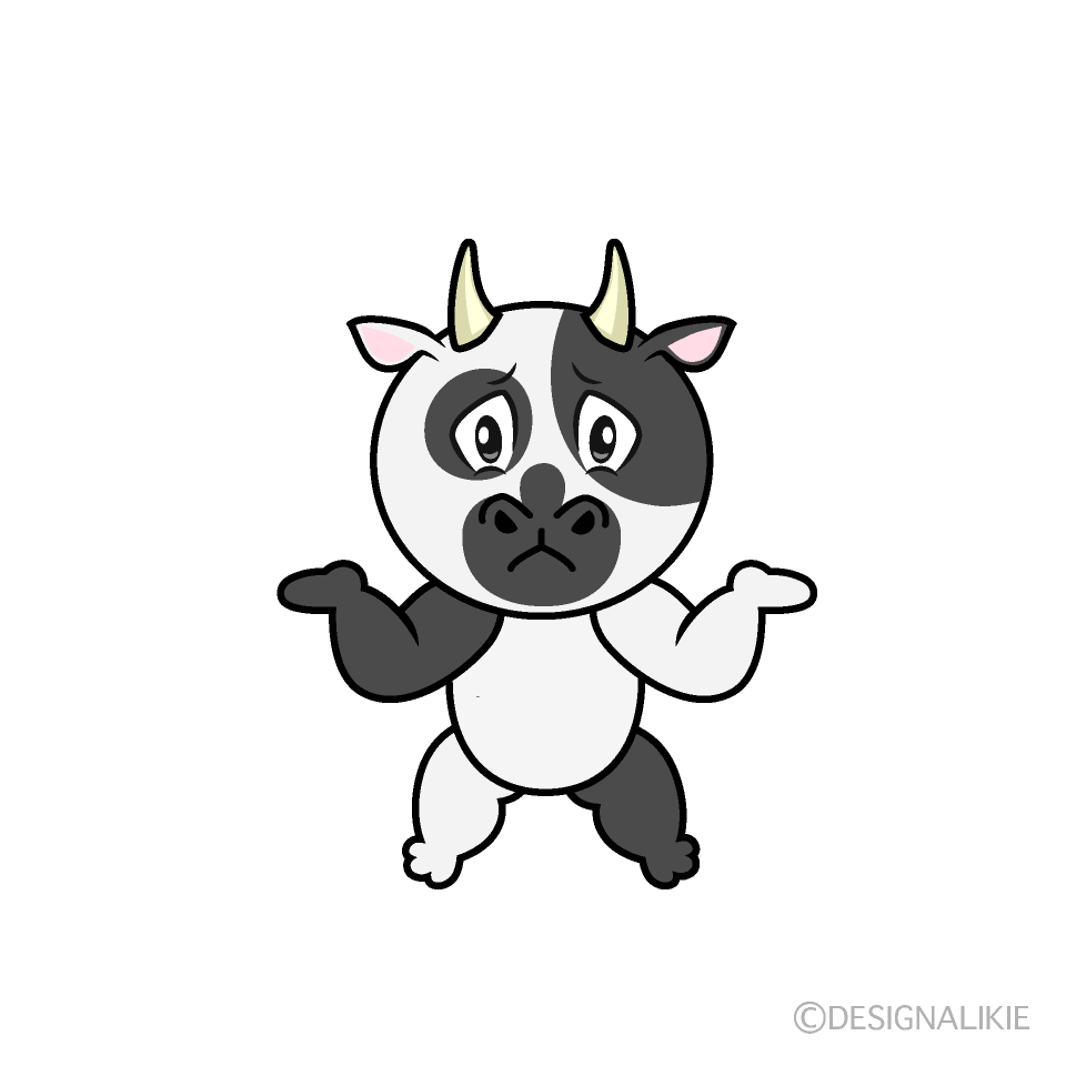 Troubled Cow Cartoon Character Image