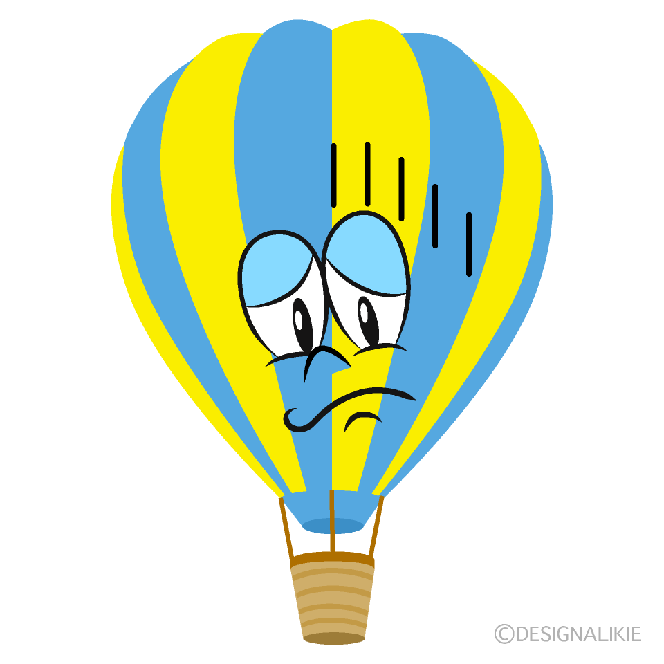 Depressed Hot Air Balloon Cartoon Character Image