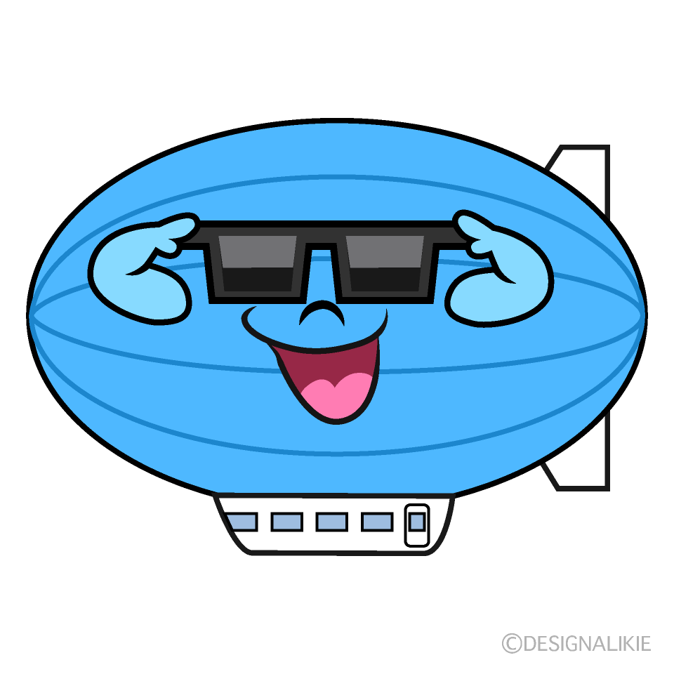 Airship with Sunglasses Cartoon Character Image