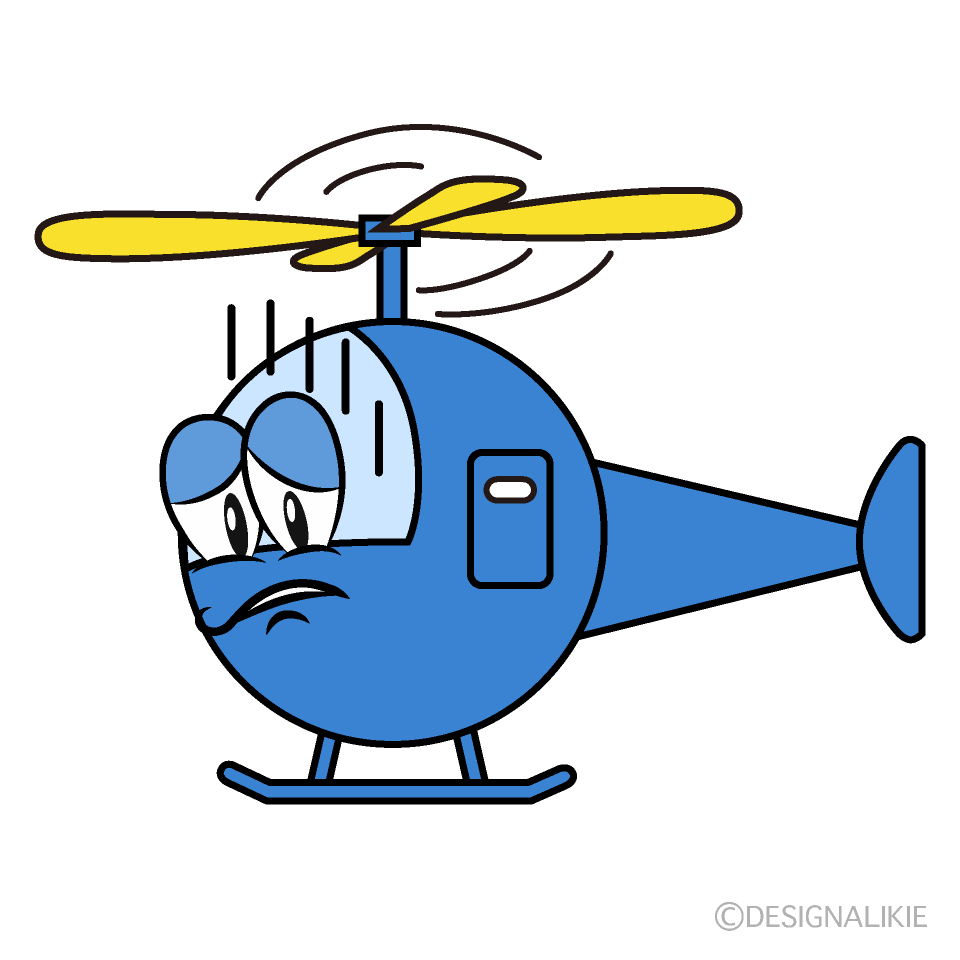 Depressed Helicopter Cartoon Character Image