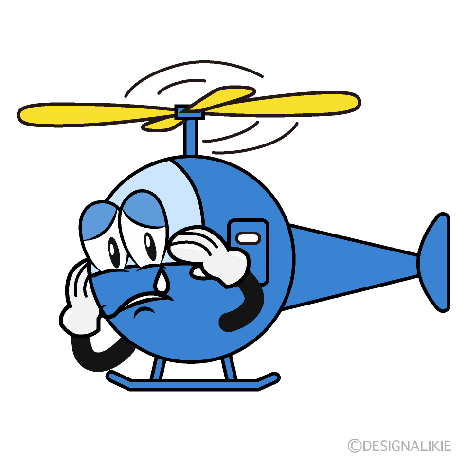 Sobbing Helicopter Cartoon Character Image