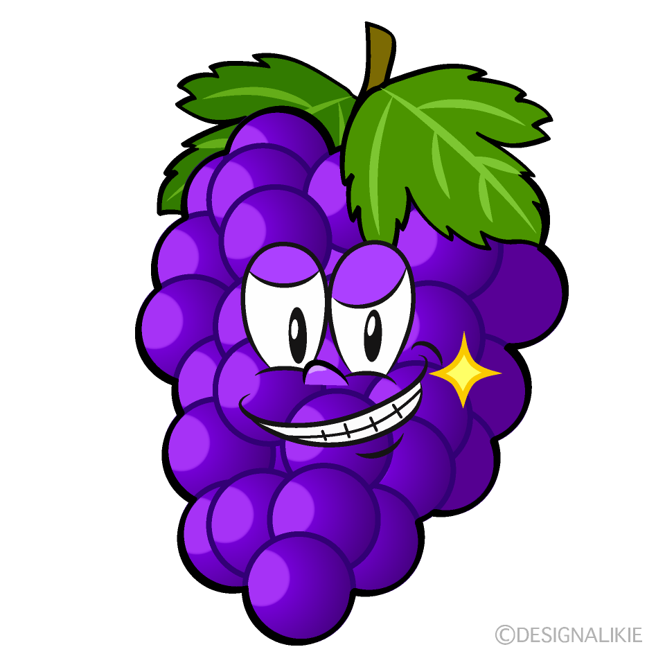 Grinning Grape Cartoon Character Image