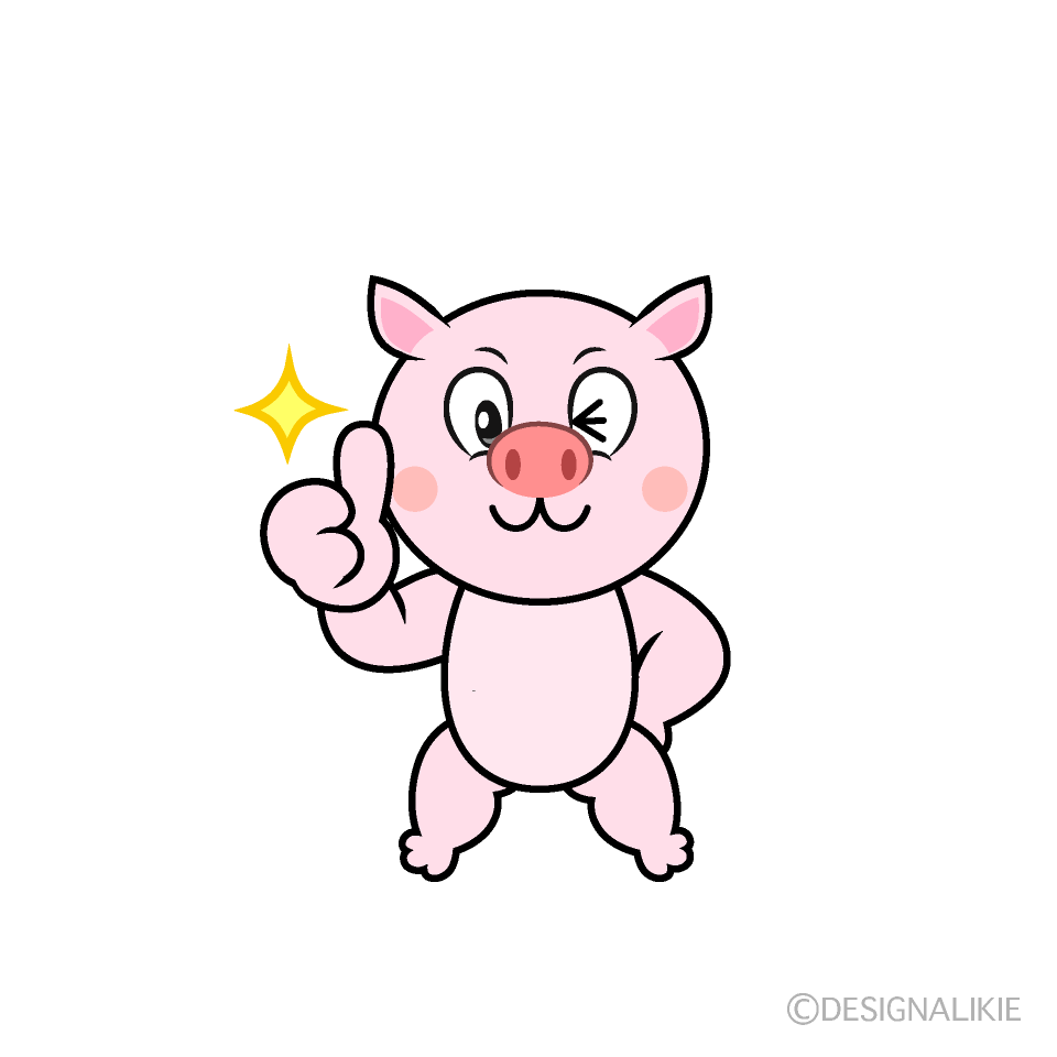 Thumbs Up Pig Cartoon Character Image