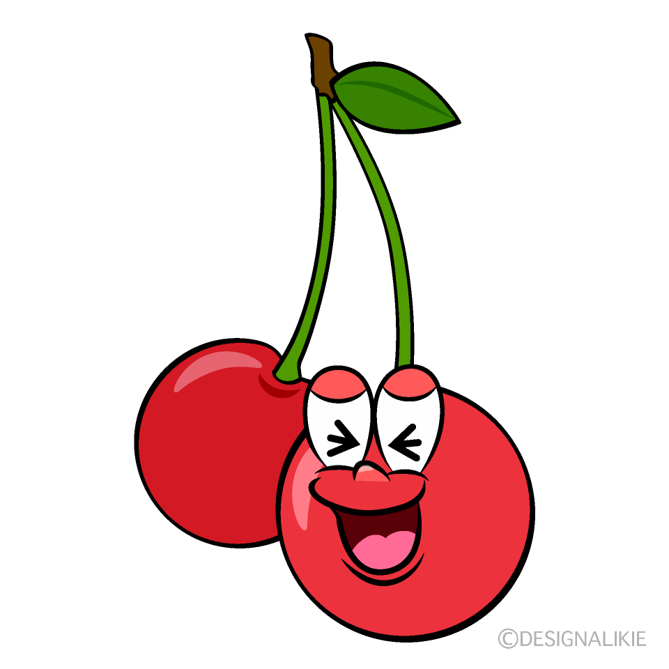 Laughing Cherry Cartoon Character Image