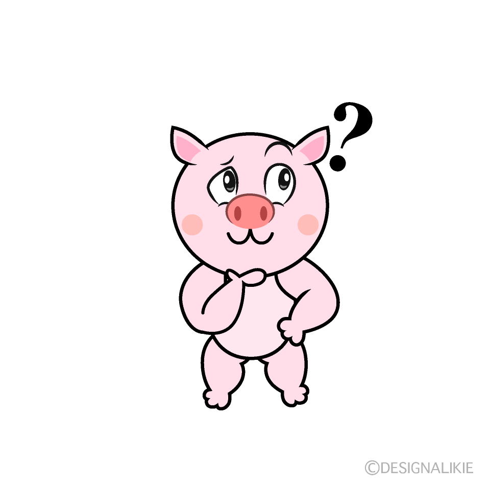 Thinking Pig Cartoon Character Image