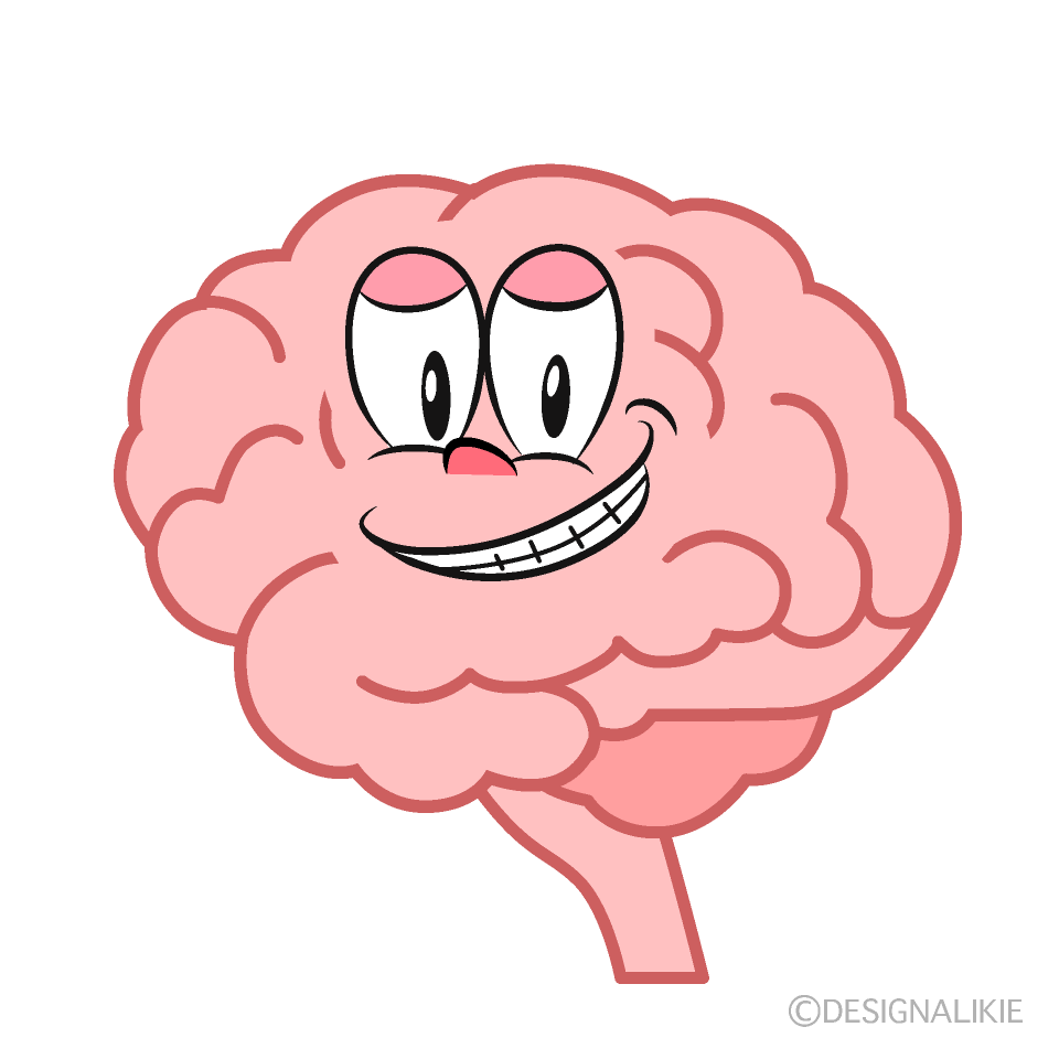 Grinning Brain Cartoon Character Image