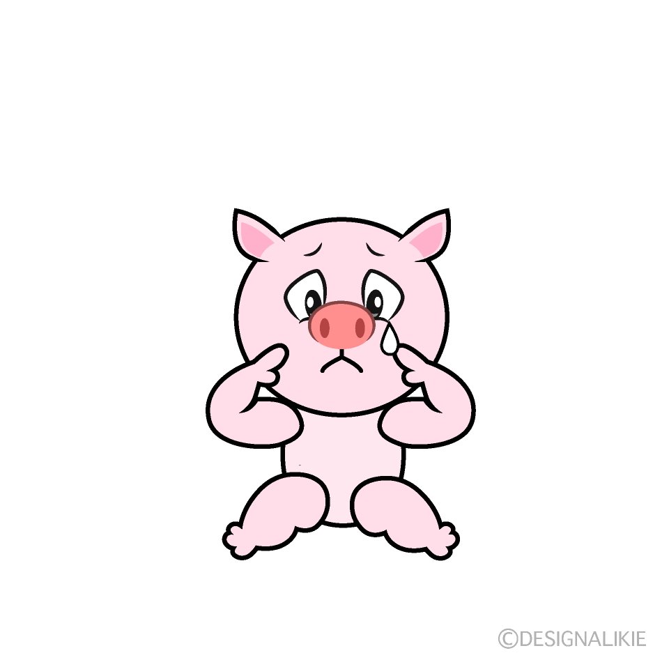 Sad Pig Cartoon Character Image