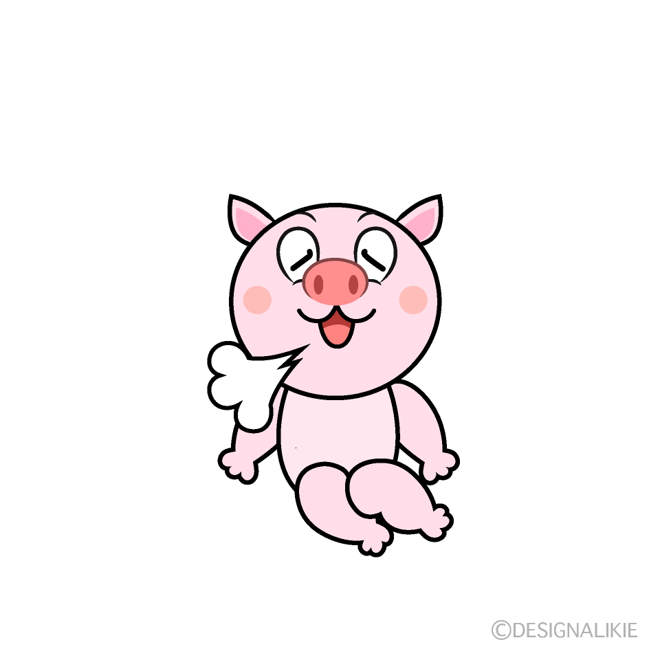 Relaxing Pig Cartoon Character Image