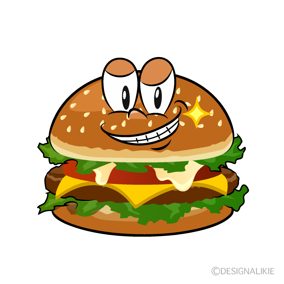 Grinning Burger Cartoon Character Image