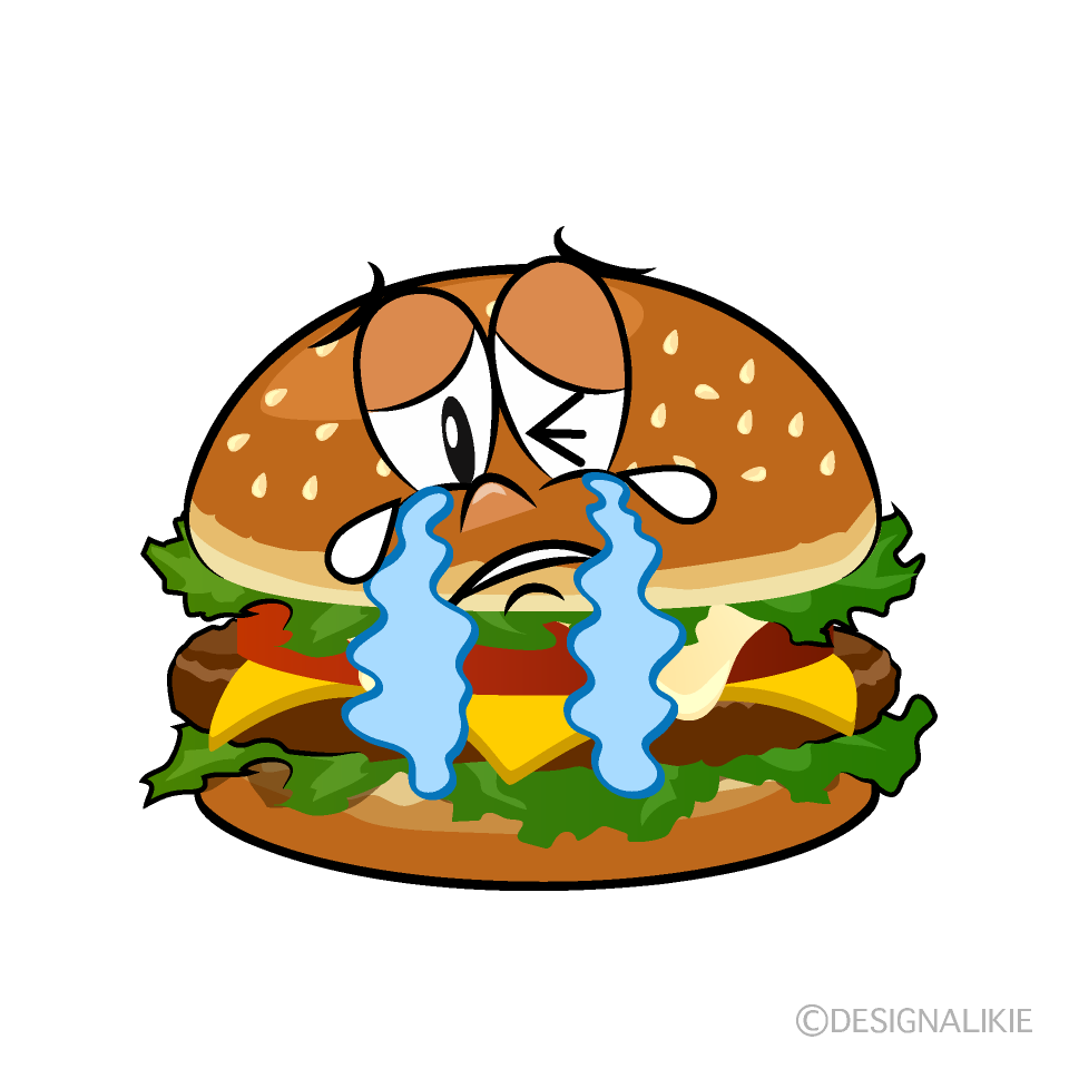 Crying Burger Cartoon Character Image