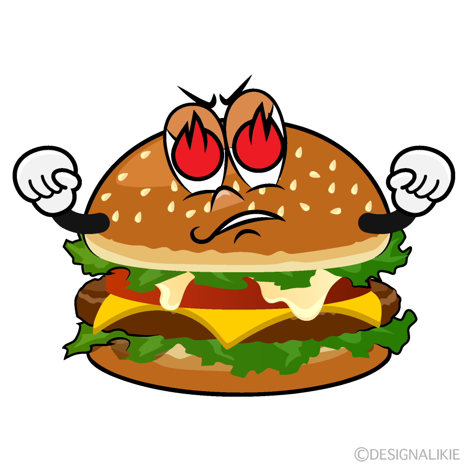 Burning Burger Cartoon Character Image