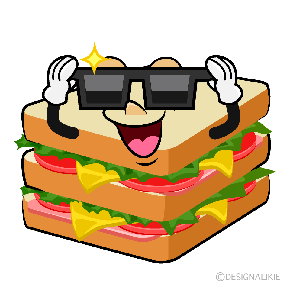 Sandwich with Sunglasses Cartoon Character Image