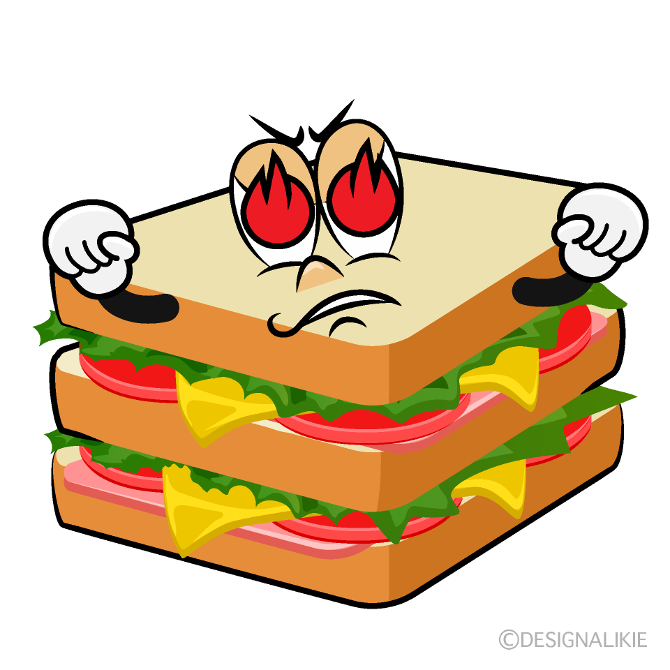 Burning Sandwich Cartoon Character Image