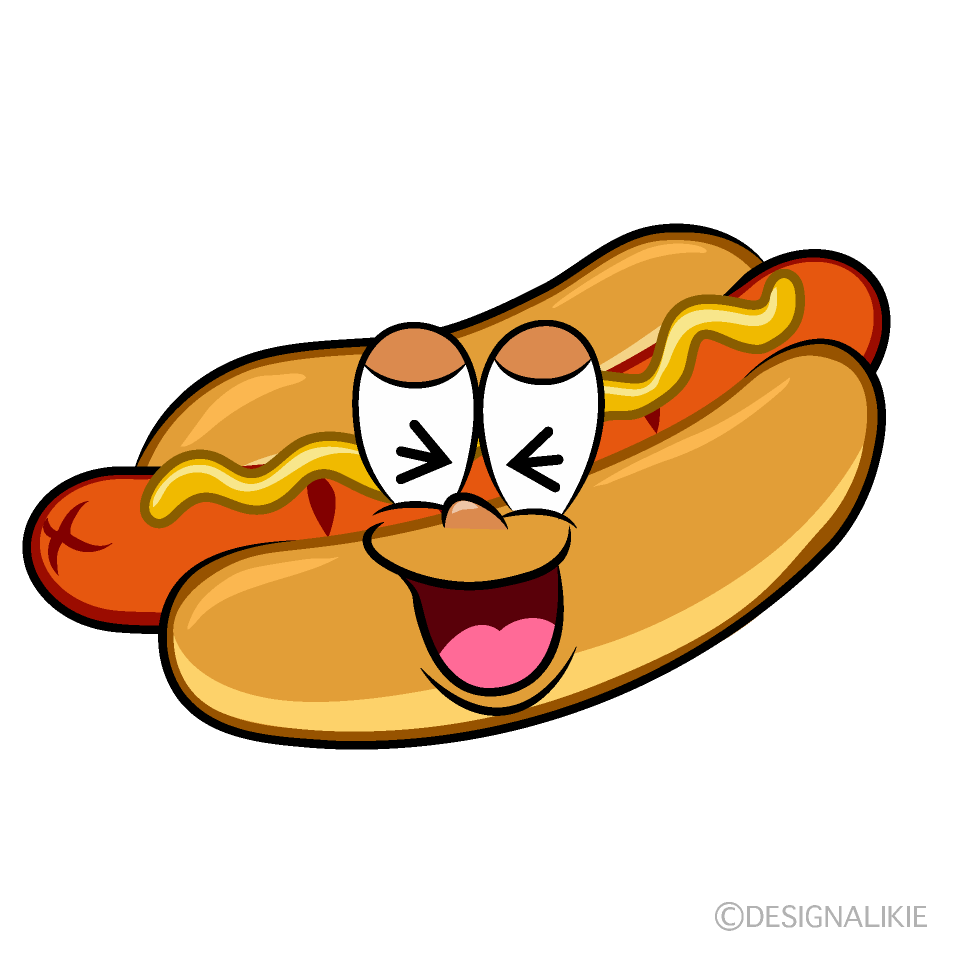 Laughing Hot Dog Cartoon Character Image
