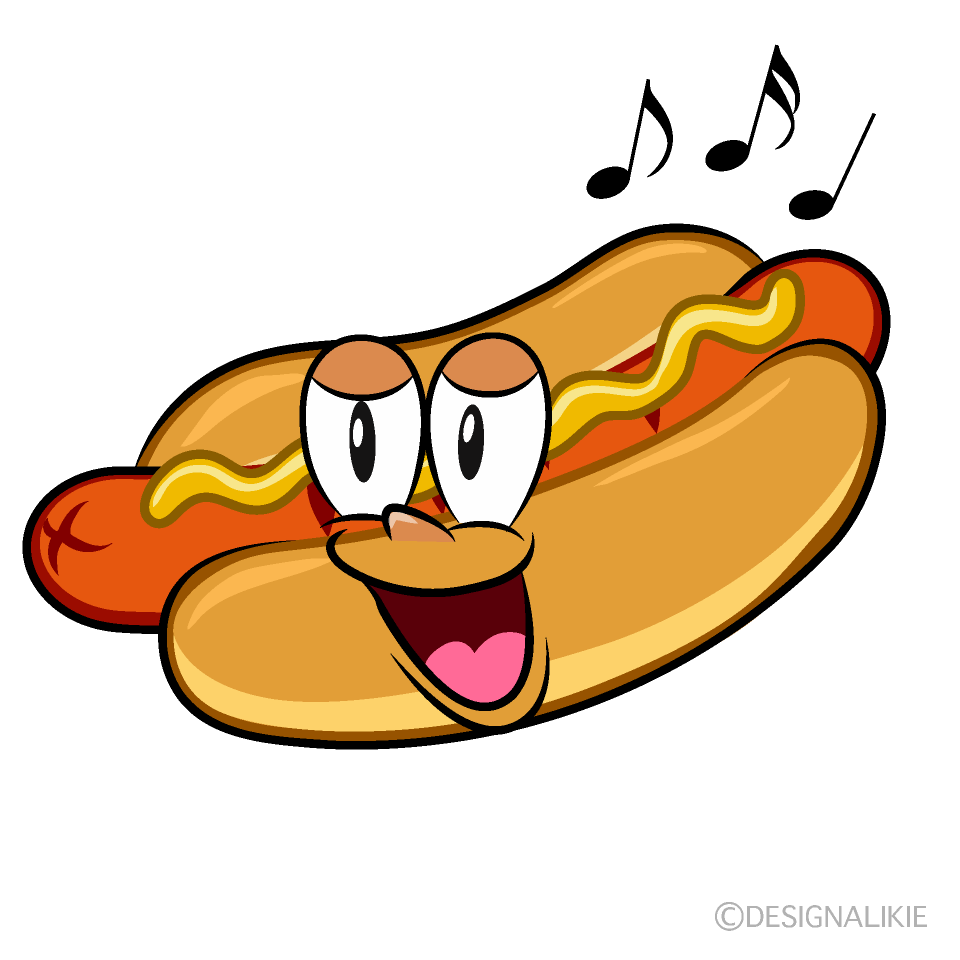 Singing Hot Dog Cartoon Character Image