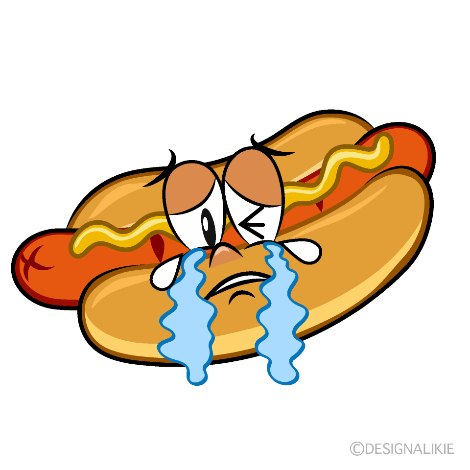 Crying Hot Dog Cartoon Character Image
