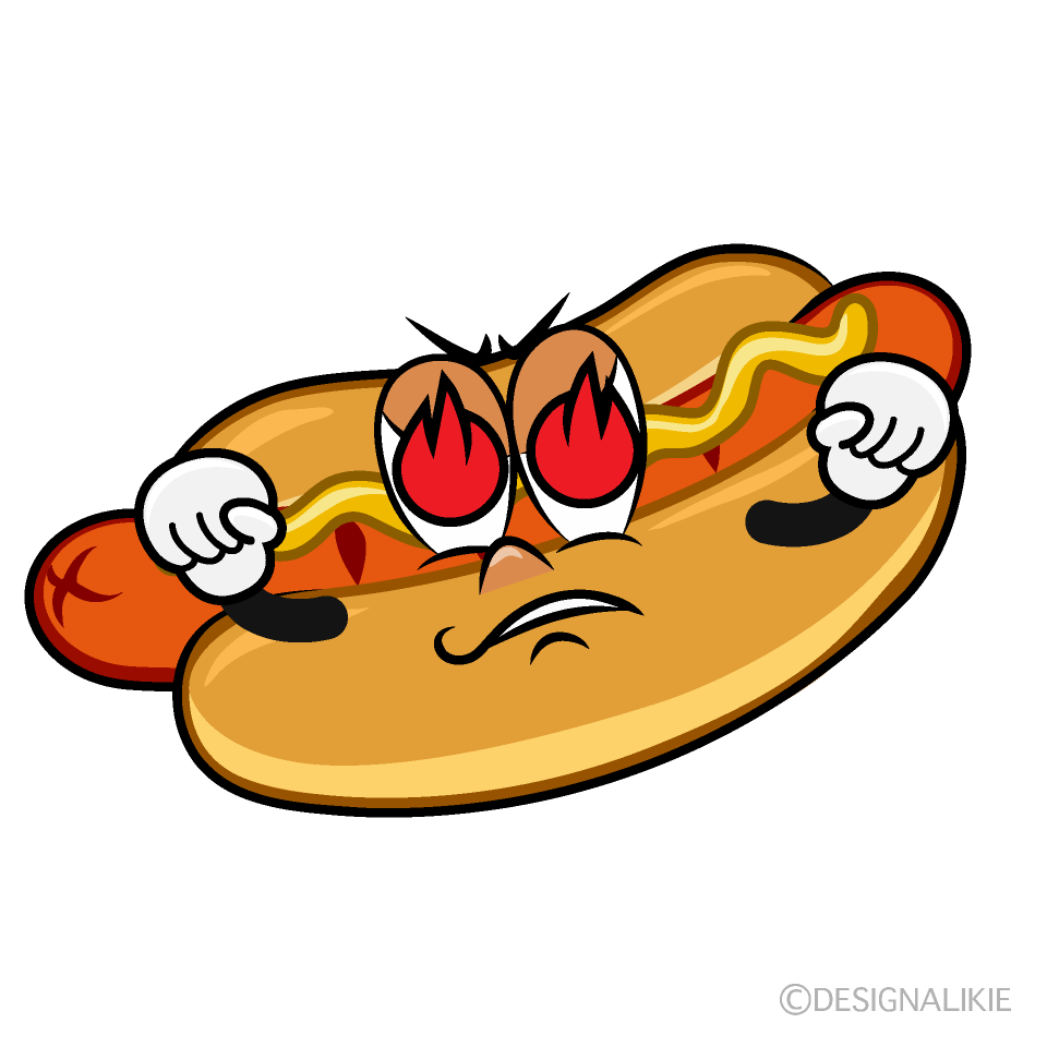 Burning Hot Dog Cartoon Character Image