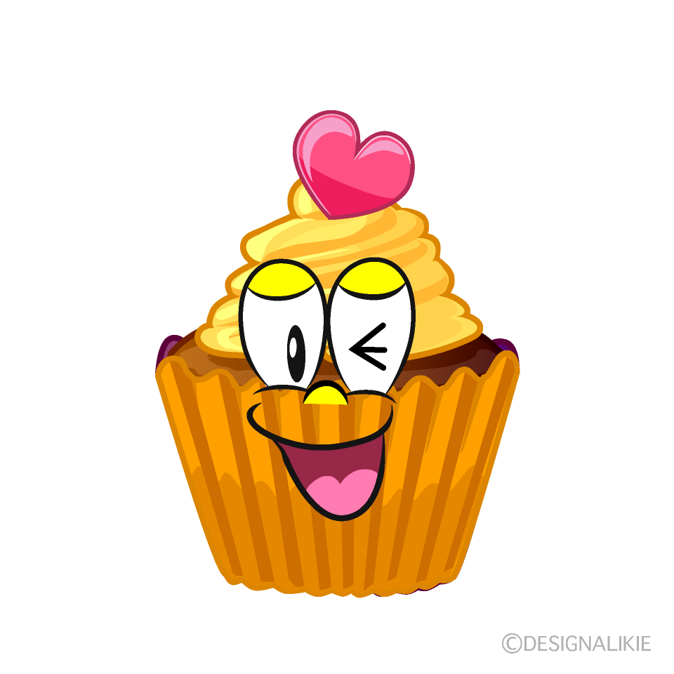 Laughing Cupcake Cartoon Character Image