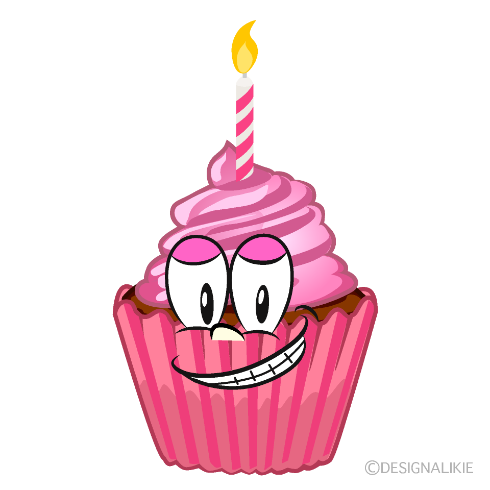 Grinning Cupcake Cartoon Character Image