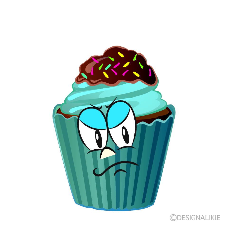 Angry Cupcake Cartoon Character Image