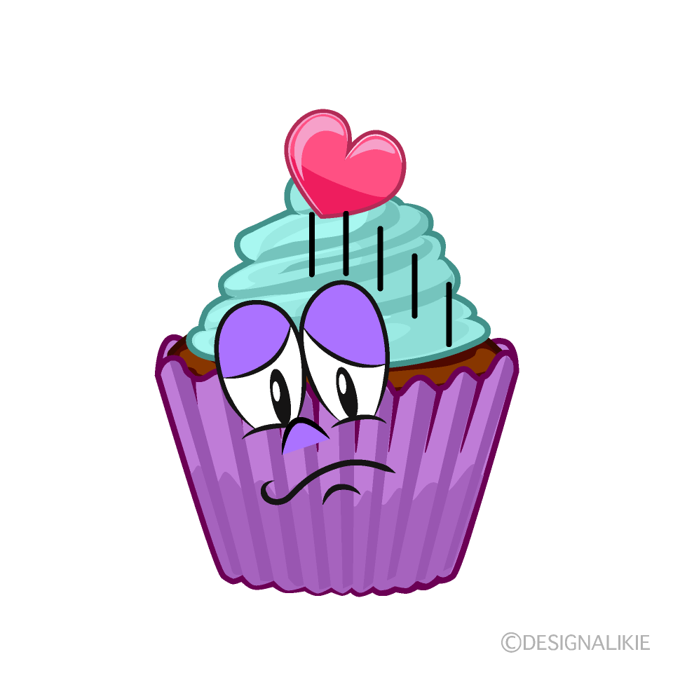 Depressed Cupcake Cartoon Character Image