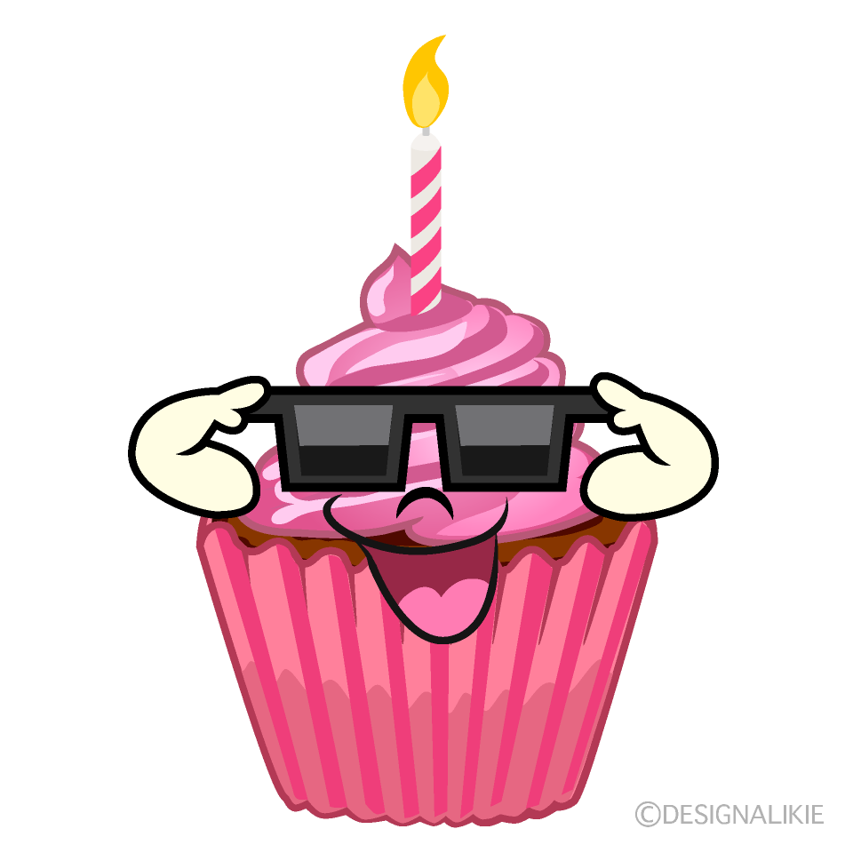 Cupcake with Sunglasses Cartoon Character Image