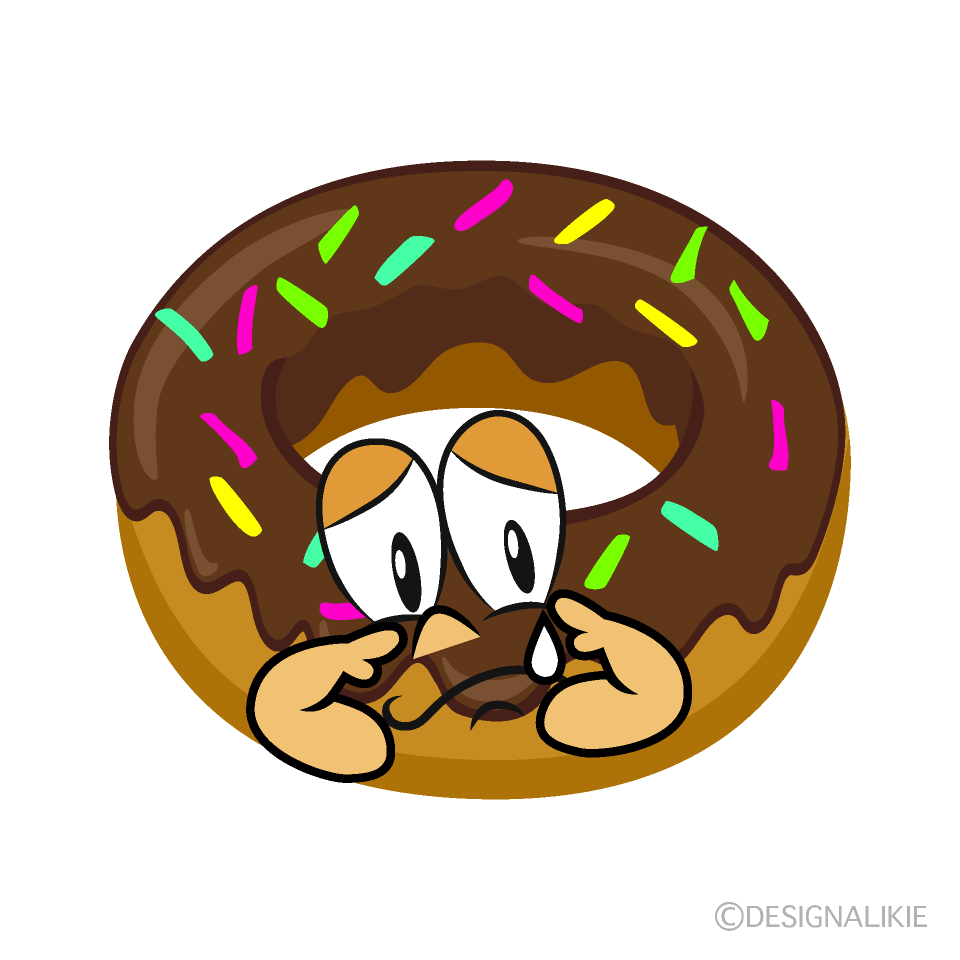 Sobbing Donut Cartoon Character Image
