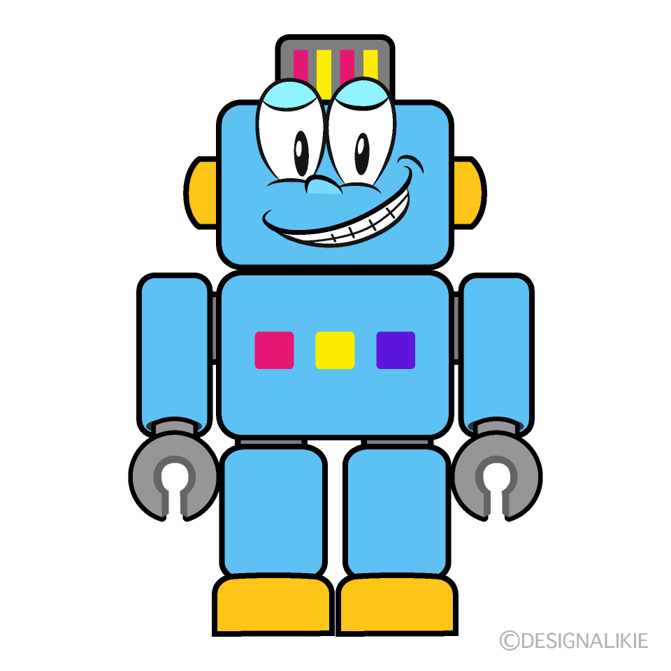 Grinning Robot Cartoon Character Image