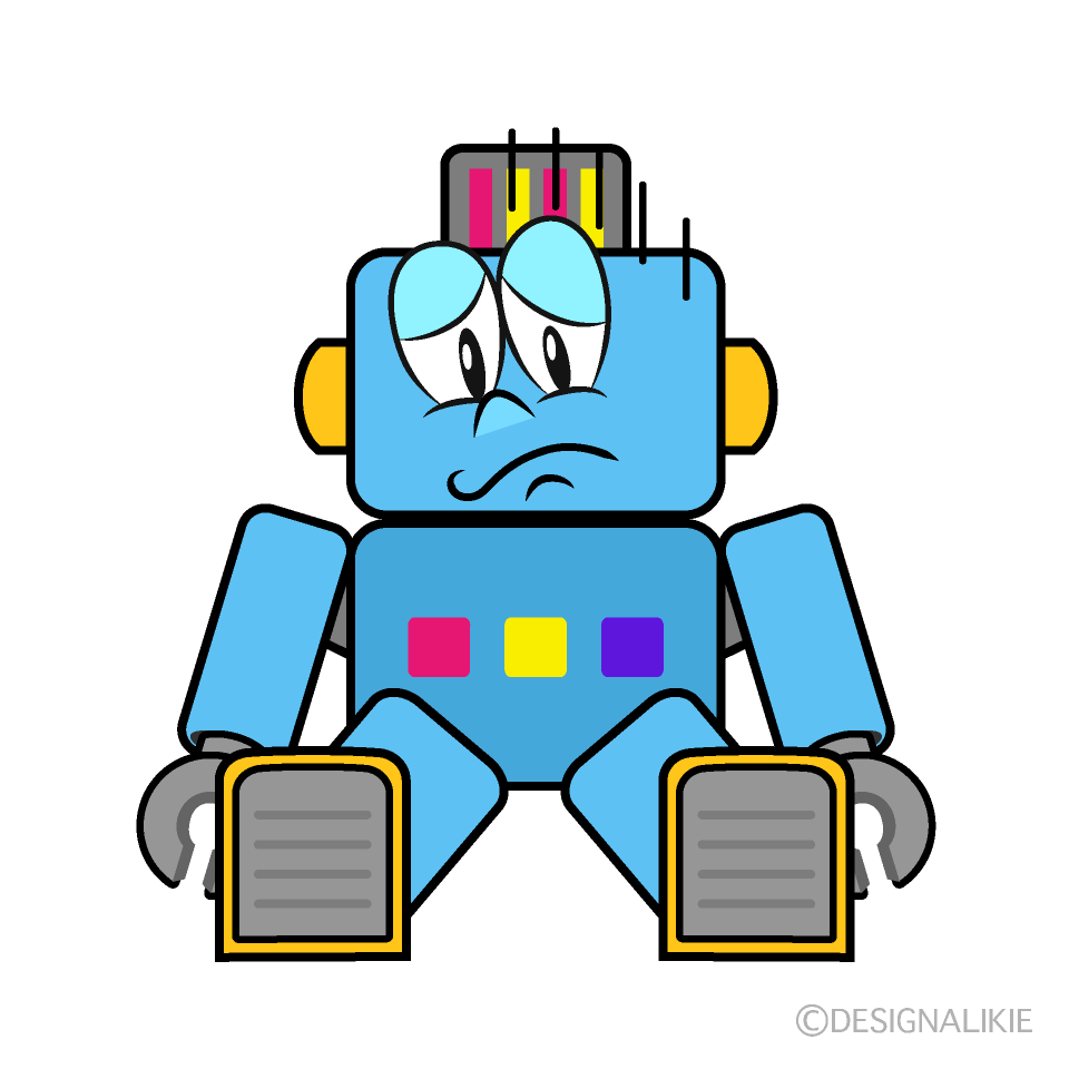 Depressed Robot Cartoon Character Image