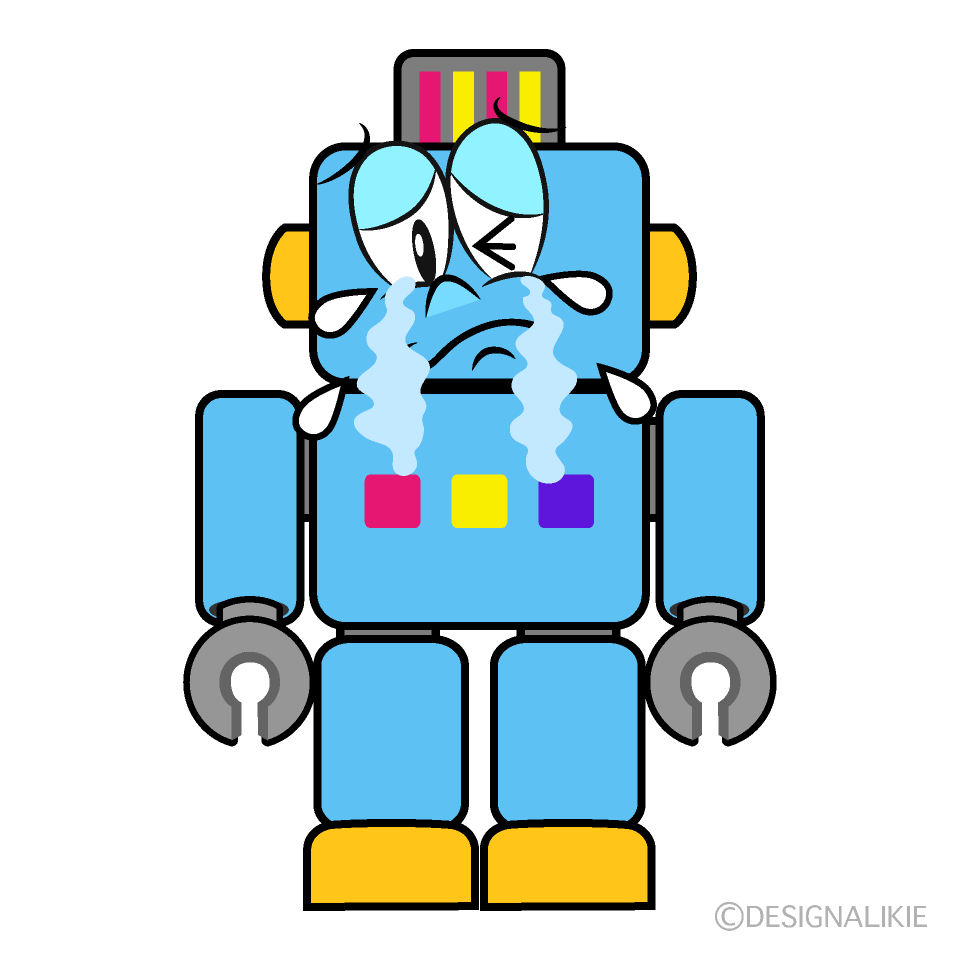 Crying Robot Cartoon Character Image