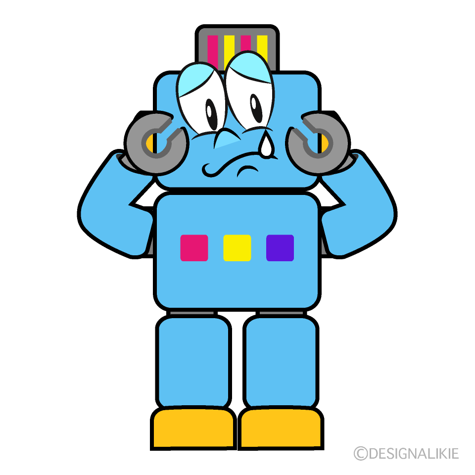 Sobbing Robot Cartoon Character Image