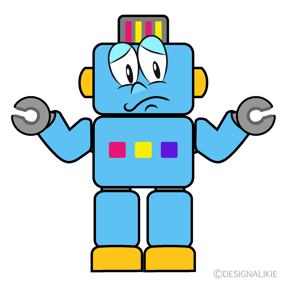 Troubled Robot Cartoon Character Image