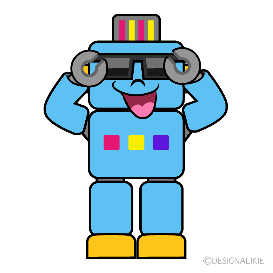 Robot with Sunglasses Cartoon Character Image