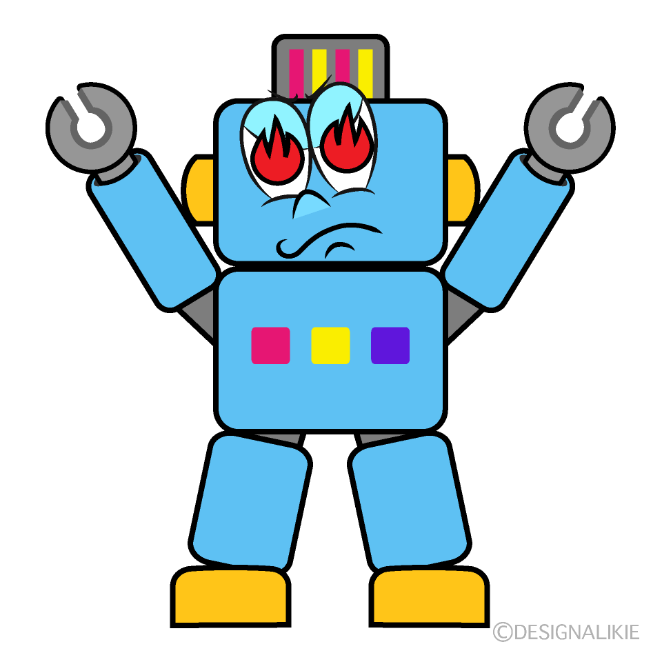 Burning Robot Cartoon Character Image