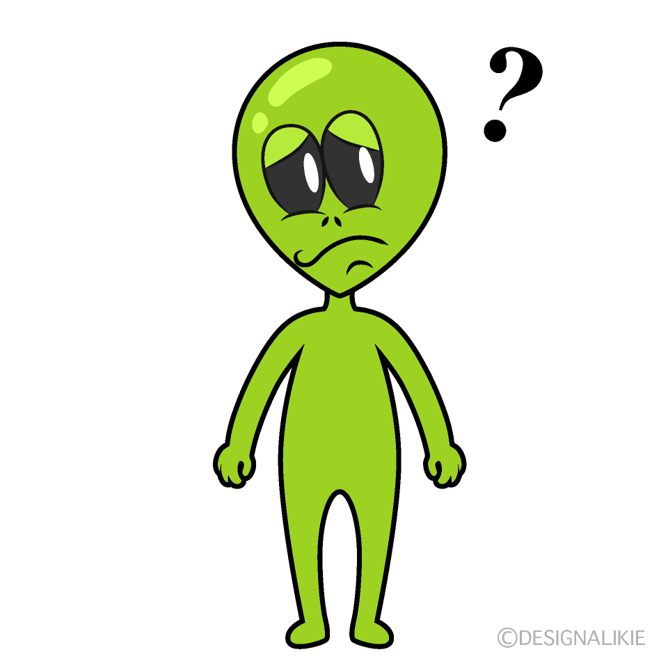Thinking Alien Cartoon Character Image