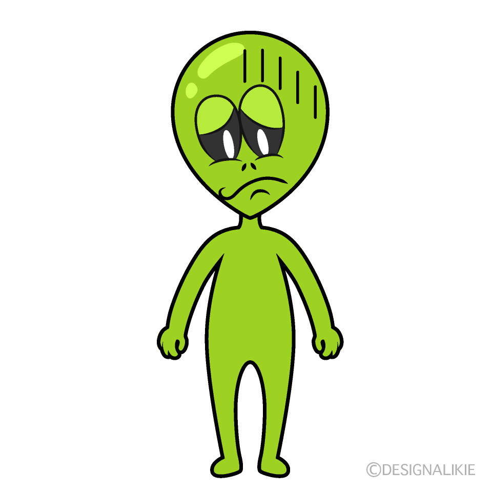 Depressed Alien Cartoon Character Image