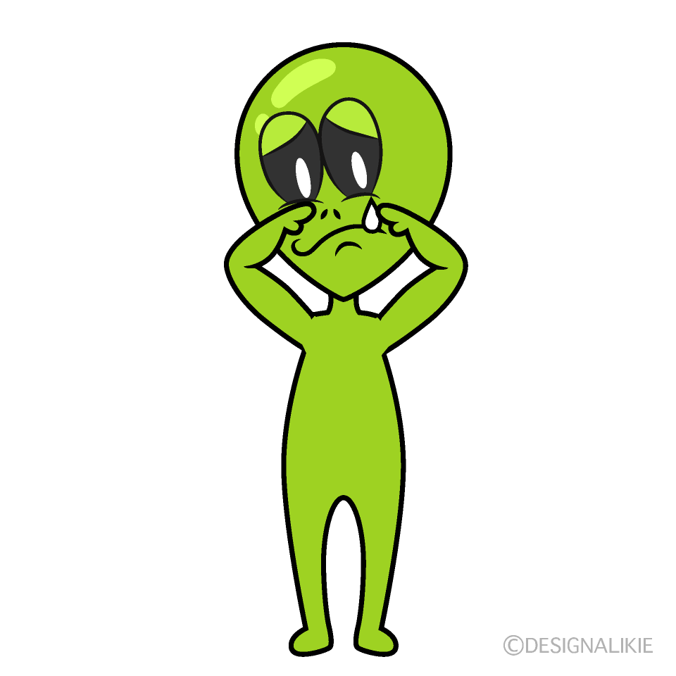 Sobbing Alien Cartoon Character Image