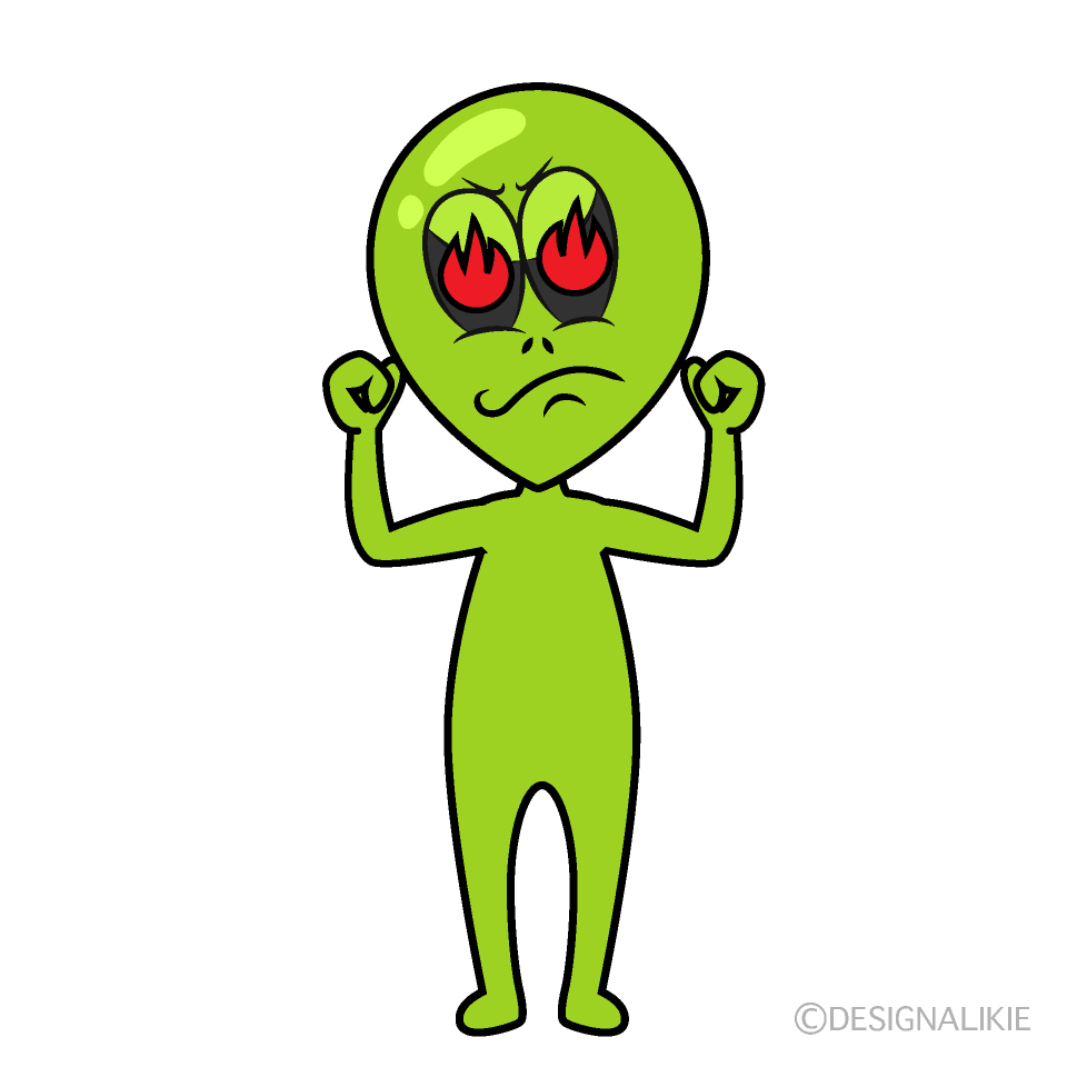 Burning Alien Cartoon Character Image