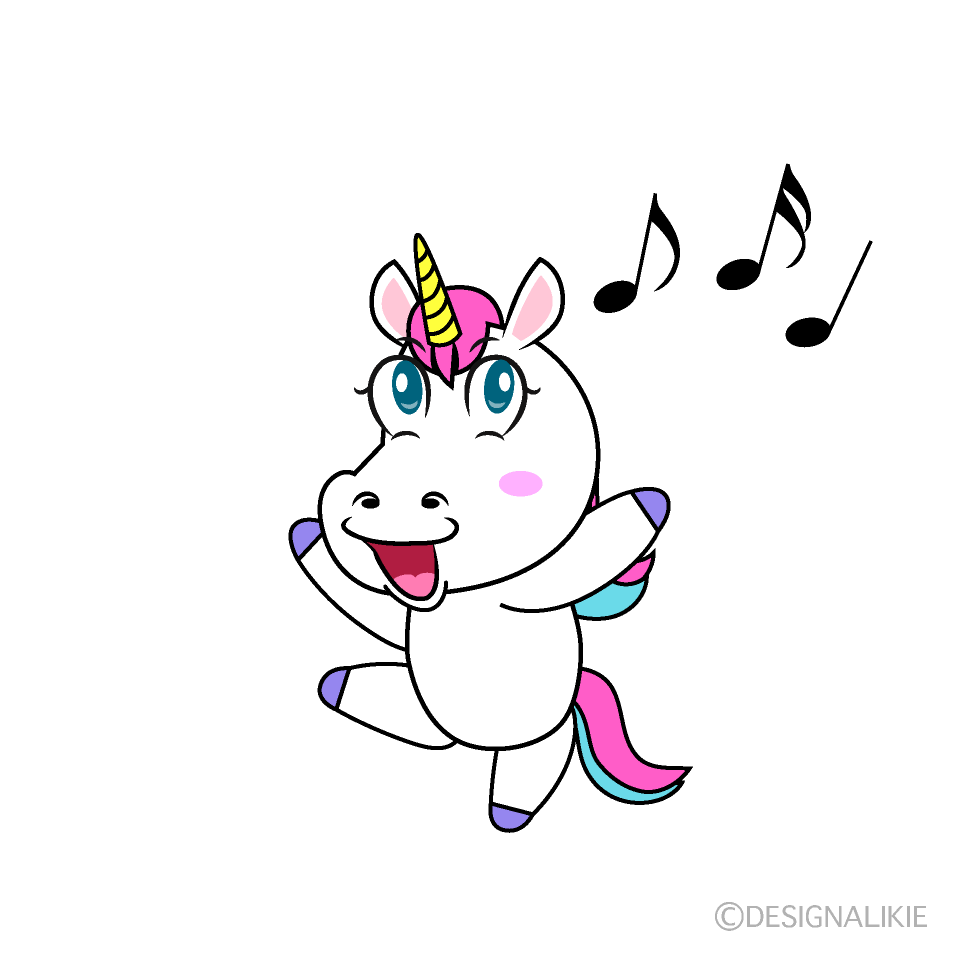 Singing Unicorn Cartoon Character Image