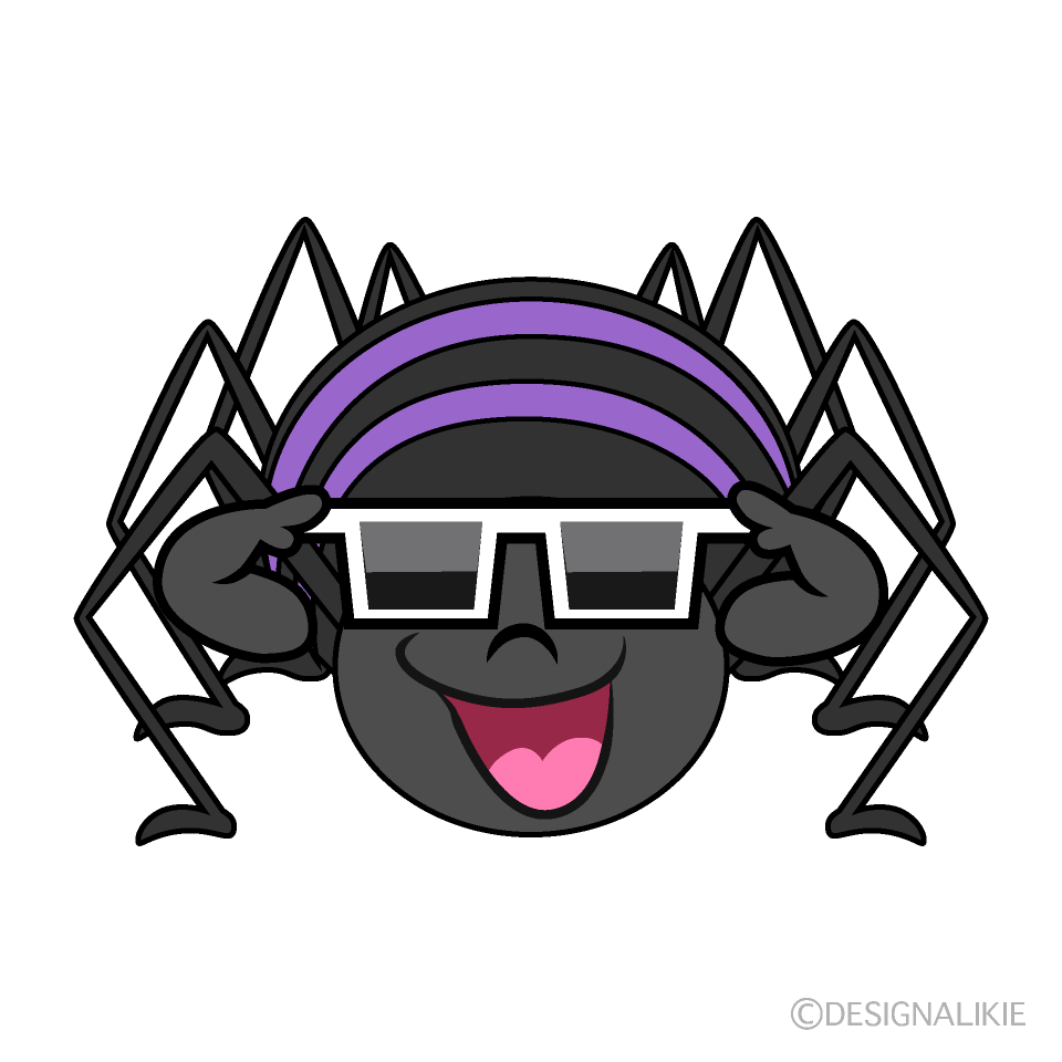 Spider with Sunglasses Cartoon Character Image