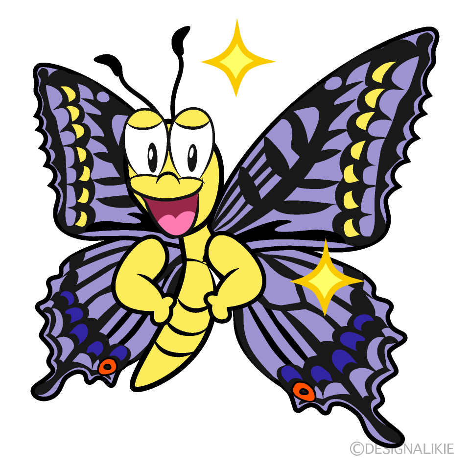 Confident Butterfly Cartoon Character Image