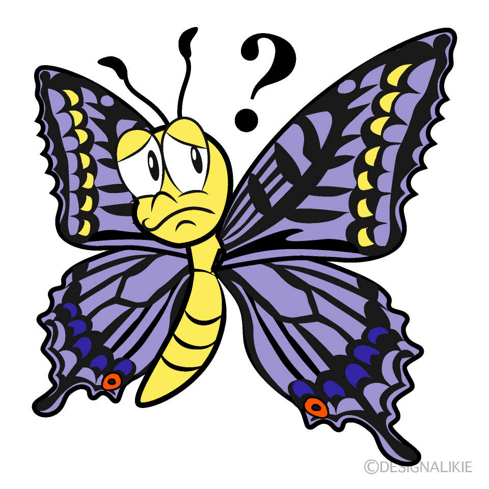 Thinking Butterfly Cartoon Character Image