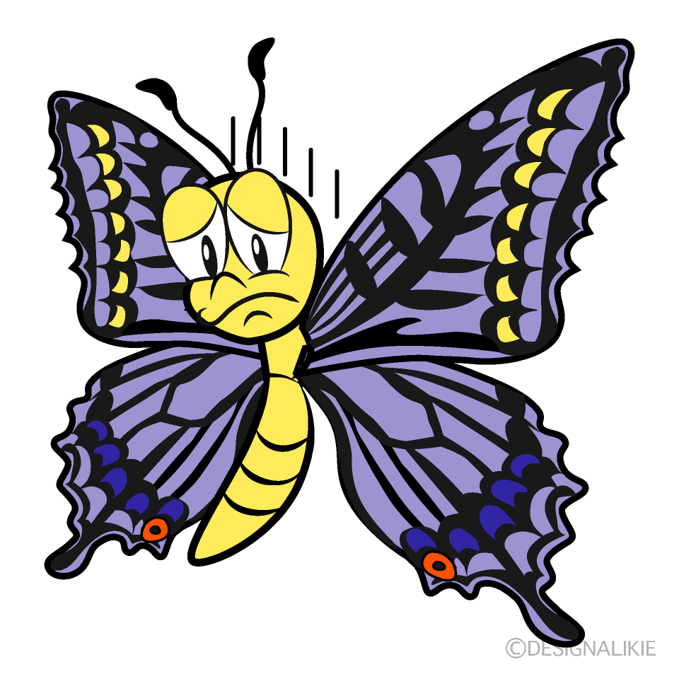 Depressed Butterfly Cartoon Character Image