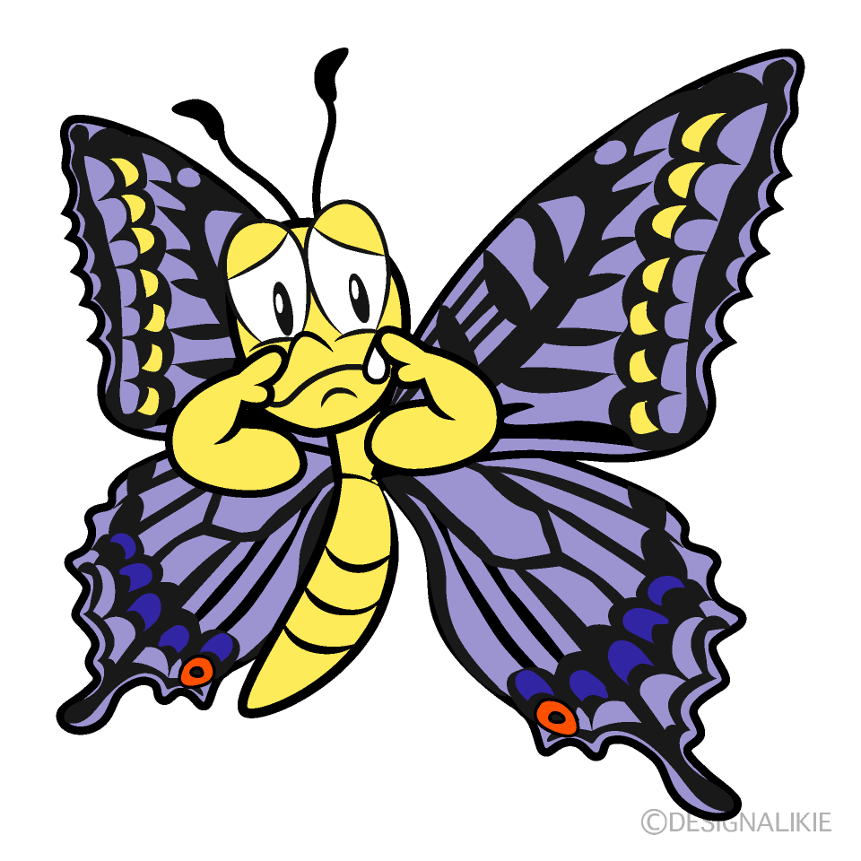 Sobbing Butterfly Cartoon Character Image