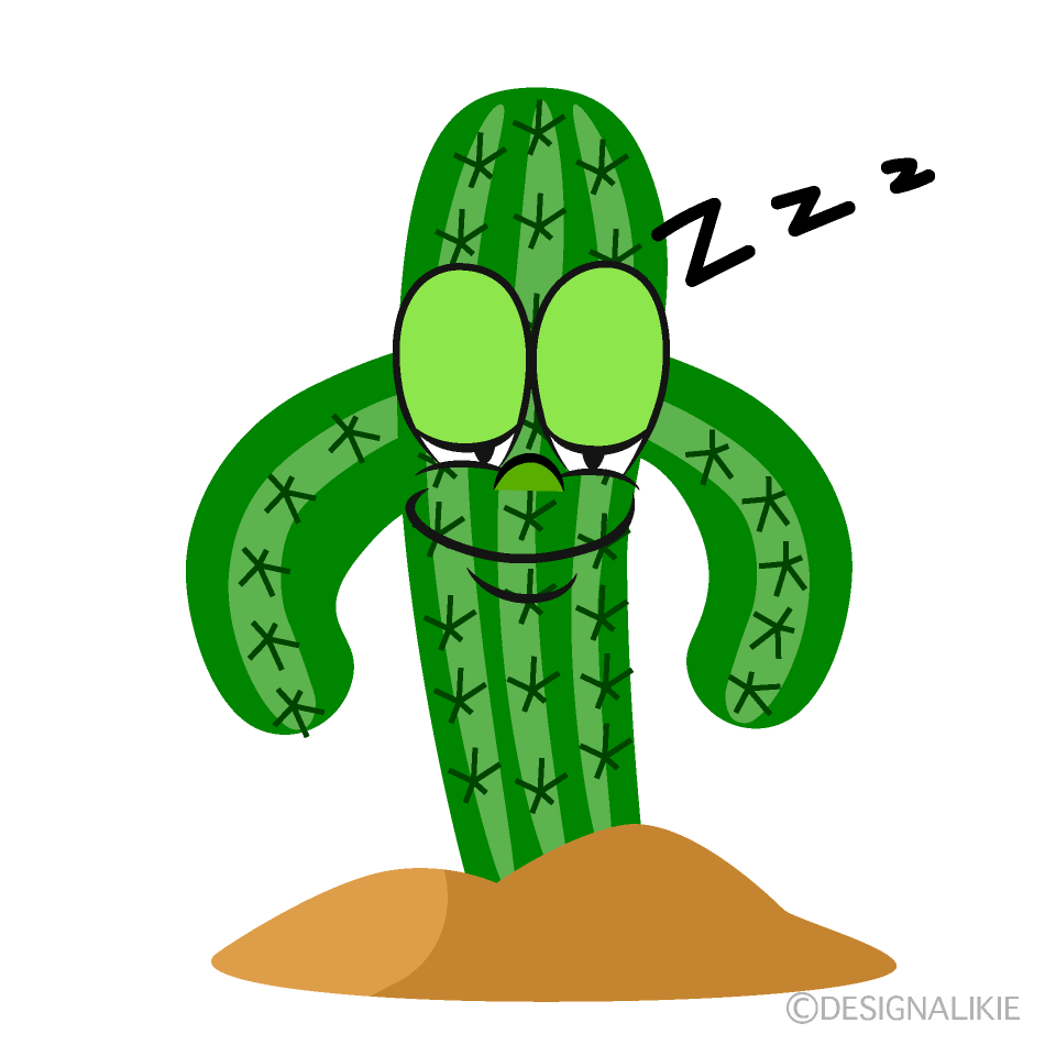 Sleeping Cactus Cartoon Character Image