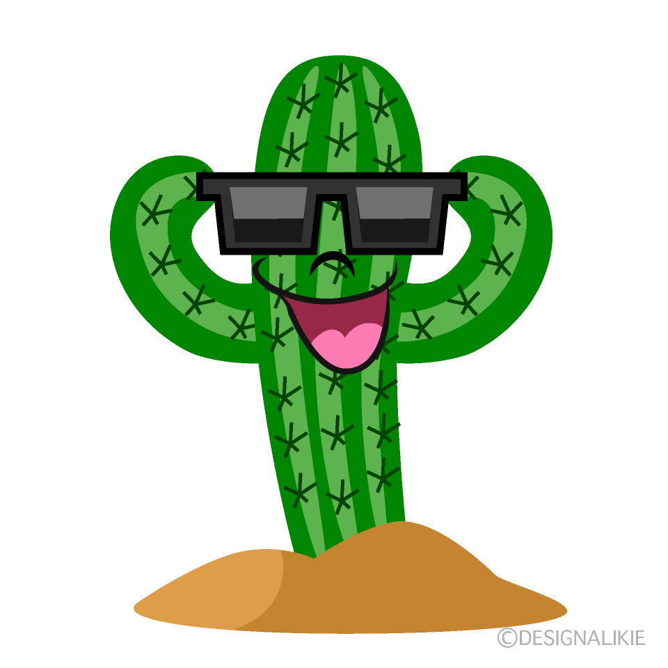 Cactus with Sunglasses Cartoon Character Image