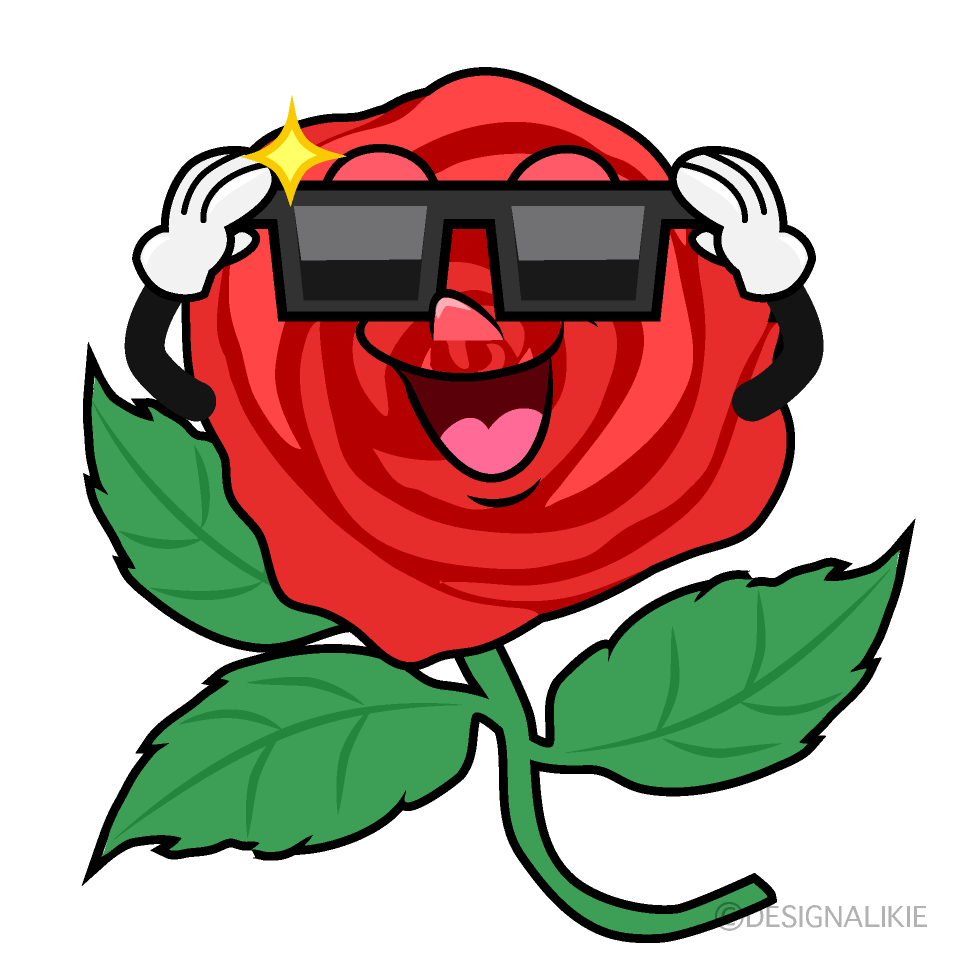 Rose with Sunglasses Cartoon Character Image