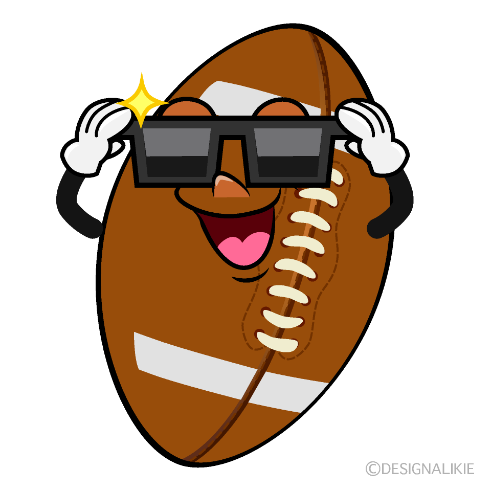 Football with Sunglasses Cartoon Character Image