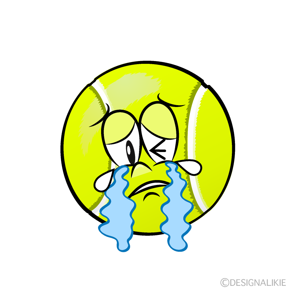 Crying Tennis Ball Cartoon Character Image